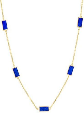 Jan Leslie Five Stations Rectangle Dash Necklace In Sterling 18K Gold Overlay in Blue at Nordstrom