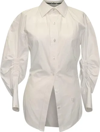 Alexander Wang Alexander wang Button-Down Gathered Sleeve Shirt in White Cotton