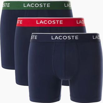 Lacoste Mens Lacoste 3 Pack Cotton Stretch Boxer Briefs Navy/Multi - Black - Size: 35/34/32