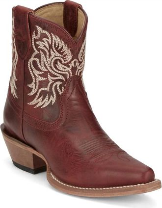 Justin Boots Womens Isabella 7 Bootie In Burgundy