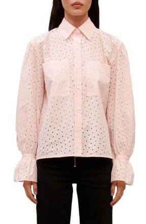 Maje Cilake Cotton Eyelet Blouse in Pink at Nordstrom Rack, Size 3 (Fits Like 8 Us) / 40 Eu