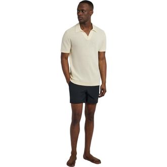 Onia Cotton Textured Johnny Collar Polo in Light Yellow at Nordstrom, Size Medium S