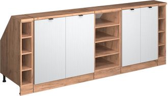 Vicco Armario De Cocina Para Techo Inclinado R-line, Ondulaci&oacute;n Blanca, 210 Cm Lote De 5 Carcasas De Armario 60 Cm De Profundidad, Vicco