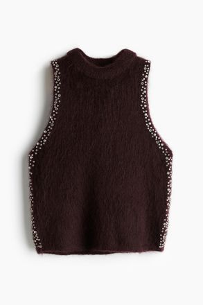 H&M Top aus Mohairmix mit Strass - Red