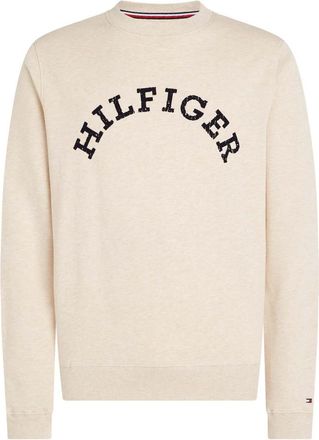 Tommy Hilfiger Gebogen Sweatshirt - Heren - Sweatshirts - Beige - 2XL - Katoen - Hoodies & sweatvesten