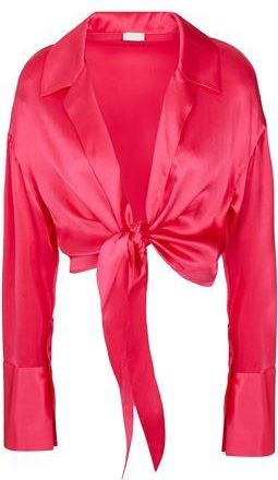 8 by YOOX SILK SATIN FRONT KNOT BLOUSE