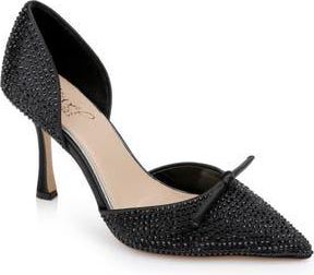 Badgley Mischka Terresa dOrsay Pointed Toe Pump in Black Satin at Nordstrom Rack, Size 9.5