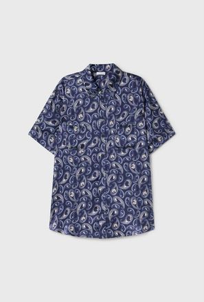 Silk Laundry SHORT SLEEVE BOYFRIEND SHIRT HOUNDS PAISLEY at Nordstrom, Size X-Small Short Au