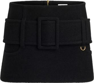 Patou Stijlvolle Mini Rok met Riem - Dames - Korte rokken - Zwart - M - Rokken