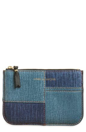 Comme Des Gar&ccedil;ons Denim Pocket Leather Pouch in Blue at Nordstrom