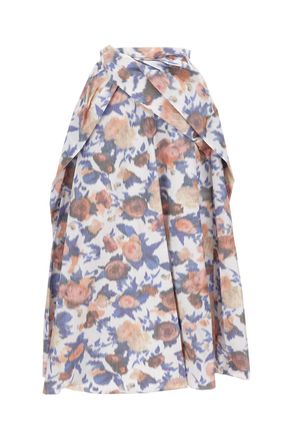 Erdem Maxi Skirt With Pleated Floral Design And Structured Waistband