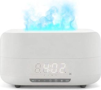 No Brand Difusor De Aromas Con Efecto De Llama 3d, L&aacute;mpara De Llama De 400 Ml Con Altavoz Bluetooth Y Reloj