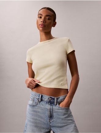 Calvin Klein Jeans Calvin Klein Womens Refined Baby Tee - Yellow - XL