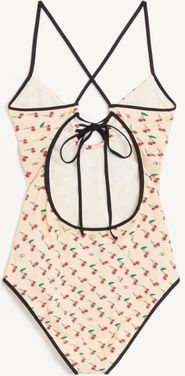 Valentino Costume Intero In Lycra Motivo Cherryfic Donna BETULLA/ROSSO CILIEGIA XL