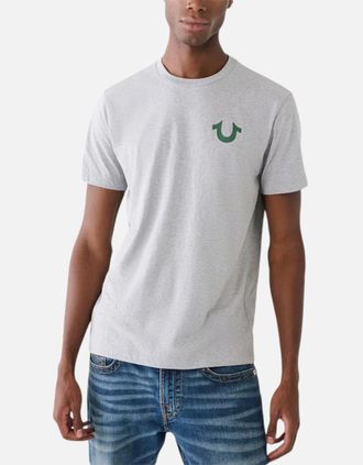 True Religion Mens True Religion 107998 Mens T Shirts Short Sleeve Buddha Face Summer Crew Neck Tee - Grey - Size: 42