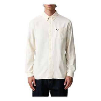 Fred Perry Concealed Tipped Oxford-overhemd - Heren - Overhemden - Beige - Maat: XL Katoen