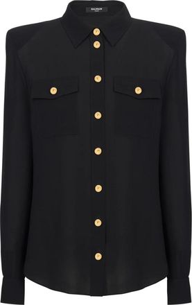 Balmain Sheer Zijden Blouse - Dames - Overhemden - Zwart - 2XS - Overhemden