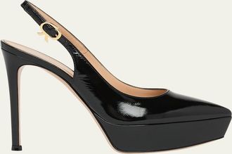 Gianvito Rossi 85mm Dasha Patent Leather Platform Slingback Pumps
