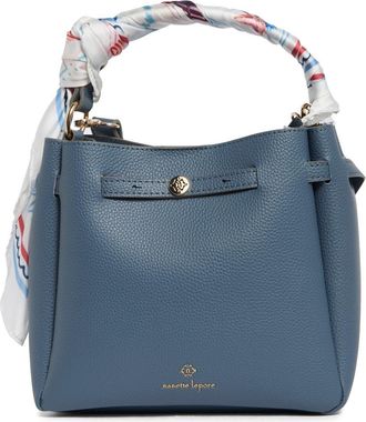 Nanette Lepore Scarf Trim Belted Bucket Bag in Denim at Nordstrom Rack