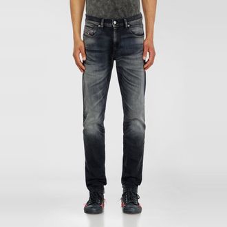 Diesel Slim Jeans Regular Waist 2019 D-Strukt, Black/Dark grey, Zip fly