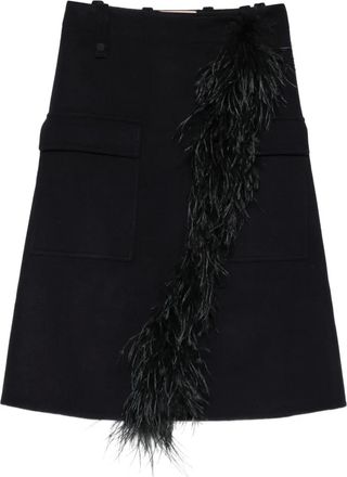 Plan C feather-detailing midi skirt - Black