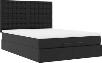 vidaXL Estructura Cama Otomana Colch&oacute;n Cuero Sint&eacute;tico Negro 140x190cm Vidaxl