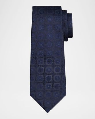 Kiton Men & apos;s Silk Tonal Floral Jacquard 7-Fold Tie