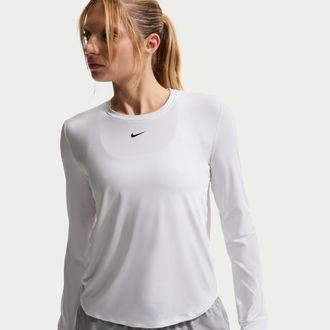 Nike Womens One Classic Dri-FIT Long-Sleeve Top in White | FN2801-102