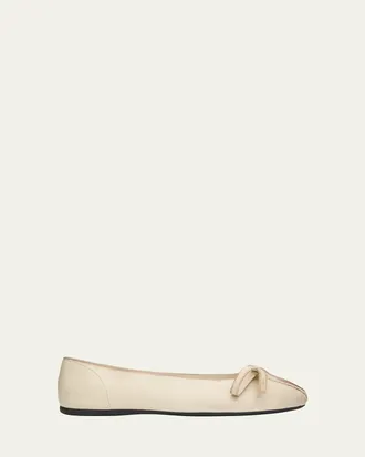 Prada Antiqued Leather Ballerina Flats
