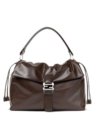 Fendi Borsa a spalla Flux con fibbia FF - Marrone