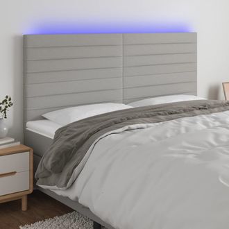vidaXL Cabecero Con Luces Led Tela Gris Claro 180x5x118/128 Cm Vidaxl