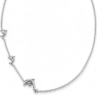 Gold & Honey Womens Dolphin Necklace In Silver