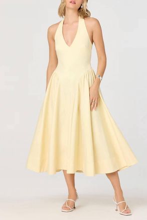 Astr Meanna Halter Midi Dress In Lemon