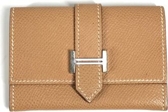 Herm&egrave;s Bearn Beige Epsom Leather Coin Purse/Coin Case (Pre-Owned)