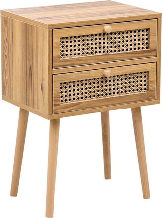 Beliani Beliani - Bedside Table Rattan Front mdf Veneer Boho Style Nightstand Viennese Braid Light Brown Butte