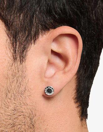 Thomas Sabo Orecchini a bottone classici in argento sterling 925 con pietre nere pav&eacute;