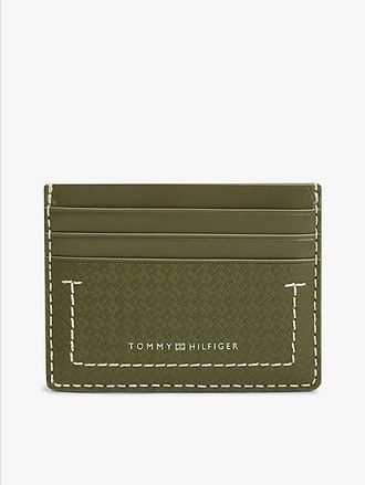 Tommy Hilfiger Embossed Flag Leather Credit Card Holder