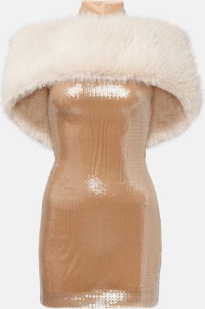 DAVID KOMA Miniabito in pelliccia sintetica con paillettes