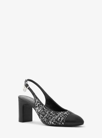 Michael Kors Piper Flex Metallic Tweed and Leather Slingback Pump