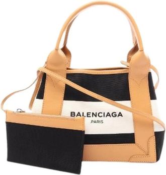 Balenciaga Pre-owned Navy Cabas XS 2way Handbag - Dames - Vintage Handtas - Zwart - ONE Size - Leer - Vintage