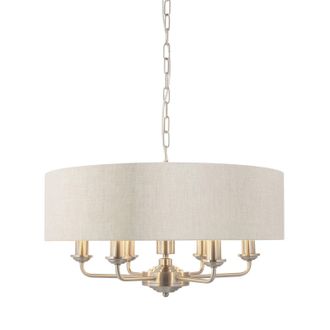 Loops Ceiling Pendant Light - Brushed Chrome Plate & Natural Linen - 6 x 40W E14