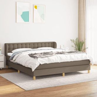vidaXL Vidaxl - Cama Box Spring Con Colch&oacute;n Tela Gris Taupe 180x200 Cm