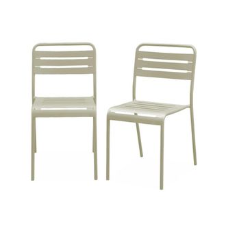 Sweeek Silla de jard&iacute;n de acero, set de 2, beige