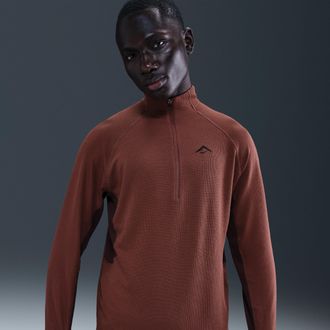 Nike Mens Trail Dri-FIT 1/2-Zip Mid Layer Top in Brown | FV9994-218