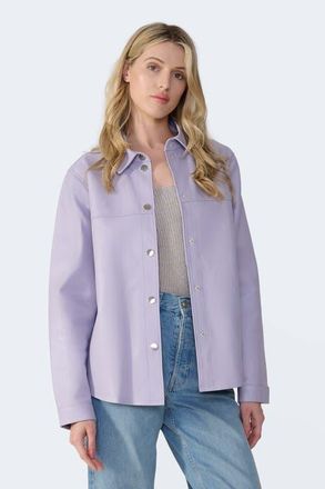 FURNIQ Frankie Leather Shirt Jacket in Lilac at Nordstrom, Size Xx-Large