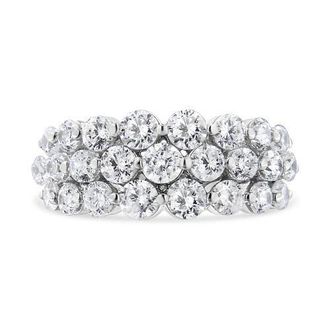 House of Brilliance 10K White Gold 2 1/2 Cttw Diamond 3 Row Band Ring at Nordstrom, Size 7