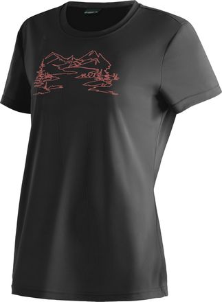 Maier Sports T-Shirt MAIER SPORTS Wilma Print, Damen, Gr. 34, schwarz, 100% Polyester, Rundhals, Shirts T-Shirt, Damen Kurzarmshirt, leichtes Sommer Funktionsshirt