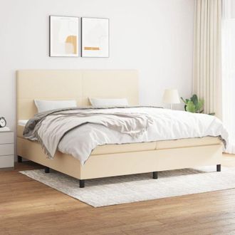 vidaXL Cama Box Spring Con Colch&oacute;n Tela Color Crema 200x200 Cm Vidaxl