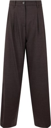 Nine In The Morning Losse Wijde Broek met Hoge Taille - Dames - Wijde Broeken - Bruin - W24 - Katoen - Broeken