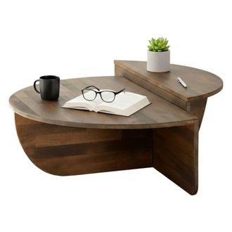 Dmora Dmora - Mesa De Caf&eacute; Canopus, Mesa De Centro Baja, Revistero Para Sof&aacute;, Estante De La Sala De Estar, 90x60h35 Cm, Nuez, Con Embalaje Reforzado